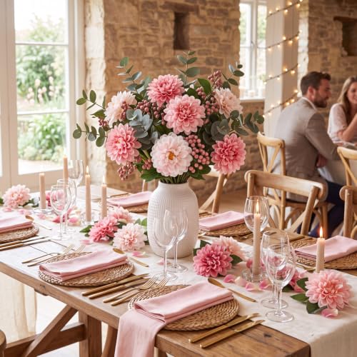 100pcs Multi Pink Artificial Dahlia Flowers with Stem (Multi-pink)