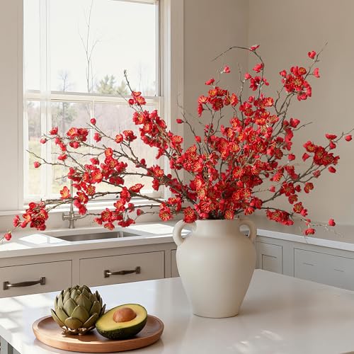 6 PCS Artificial Cherry Blossom Branches Spring Indoor Decoration (A-red)