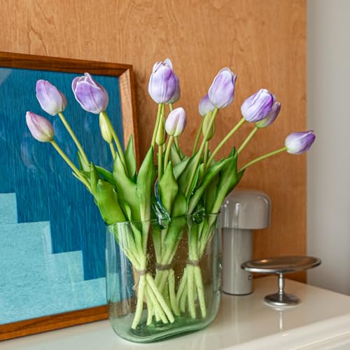 15pcs Artificial Tulips Flowers (15pcs Lavender (No Vase))
