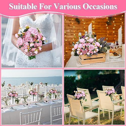 24 Bundles Artificial Peonies Flowers (Light Pink)