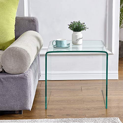 Glass End Side Table for Living Room Nightstand Bedside Table Small Coffee Table (20x16x18)
