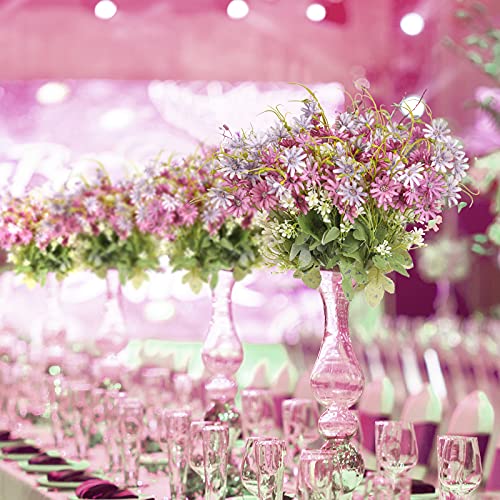 Artificial Flowers Wildflowers Silk Daisy Spring Fake Daisies Decoration Summer UV Resistant Colorful Mixed Bundles Faux Greenery Outdoor Plant Stem Filler for Home Decor Indoor Floral Arrangements (07-purple)