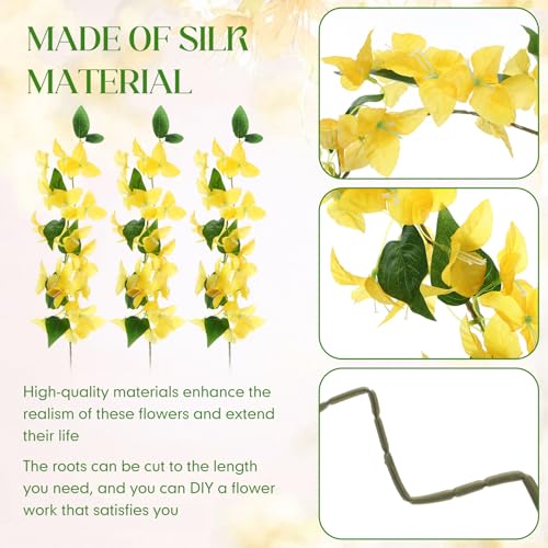 30 Pcs Fake Bougainvillea Bulk Silk Flower UV Resistant (Yellow)