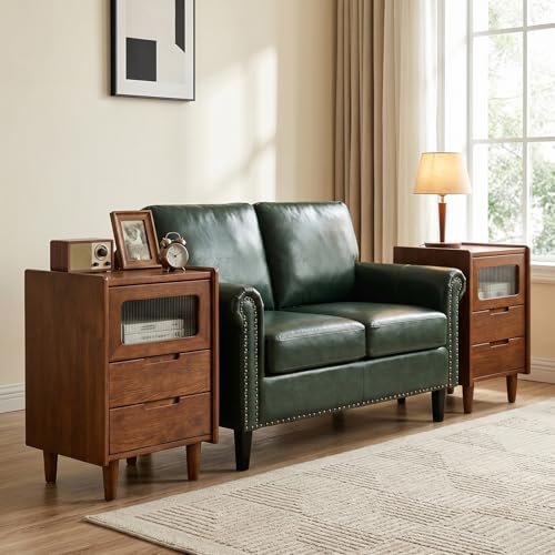 Walnut Solid Wood Nightstand (15.75”D×15.75”W×23.81”H)