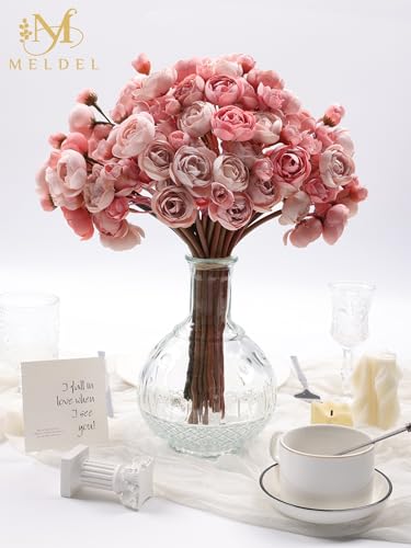 32Pcs Dusty Rose Ranunculus Artificial Flowers for DIY Home Wedding (Dusty Rose)