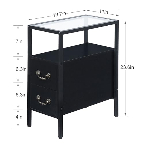 End Tables 24" Height Narrow Nightstands (Classic Black / Set of 1)