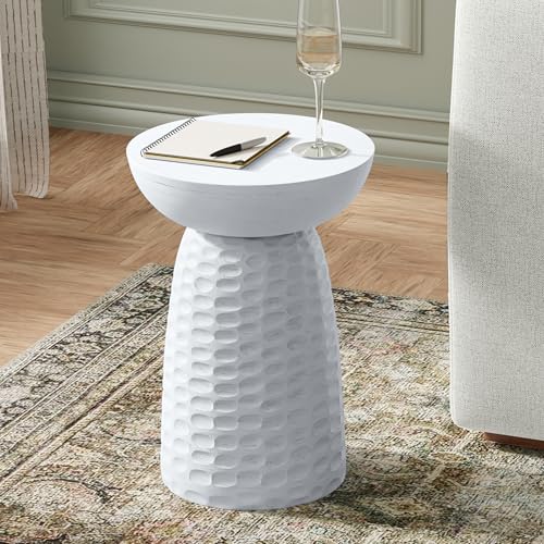 Boyd 13" Wide Solid Wood Round End Table in White (White / 13 inch)