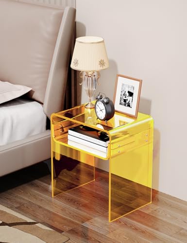 Clear Acrylic End Table 2 (Yellow)