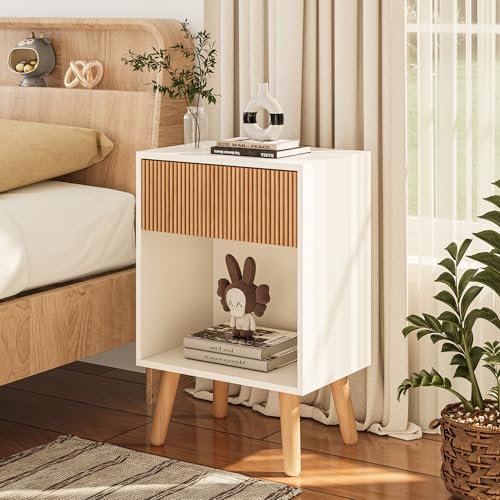 Fluted Nightstand (White+oak)