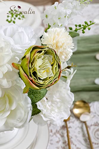 White Artificial Flowers Combo (Blooming White Green / 1 Box)