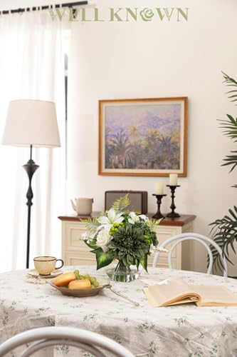 Artificial Flowers in Vase with Fake Water (Green & White Mixed)