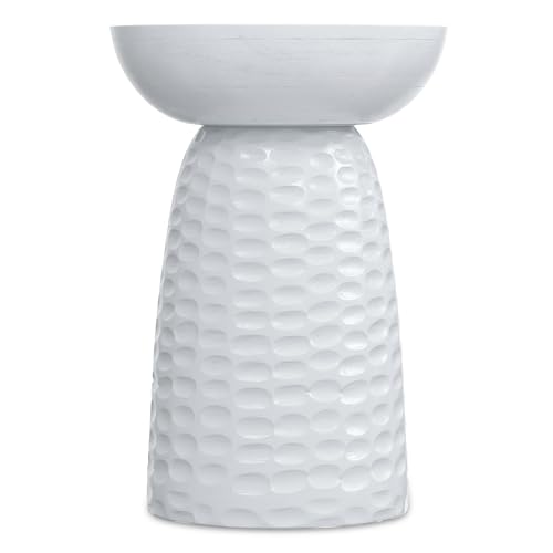 Boyd 13" Wide Solid Wood Round End Table in White (White / 13 inch)