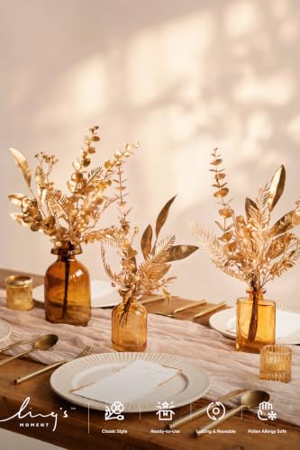 Artificial Faux Greenery Stems 33pcs Golden Fake Greenery (Gld-golden)