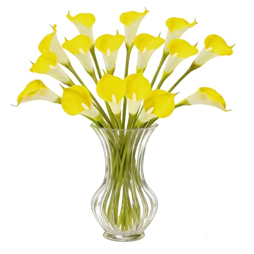 Yellow Calla Lily Artificial Flowers 25" Faux Calla Lillies (Yellow)