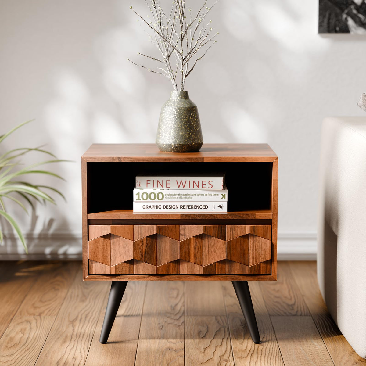 Georgina Solid Wood Nightstand (Georgina Nightstand / Nightstand / Dark Chocolate)