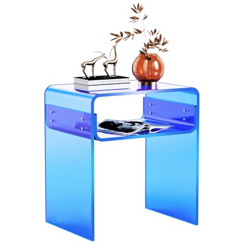 Clear Acrylic End Table 2 (Blue)