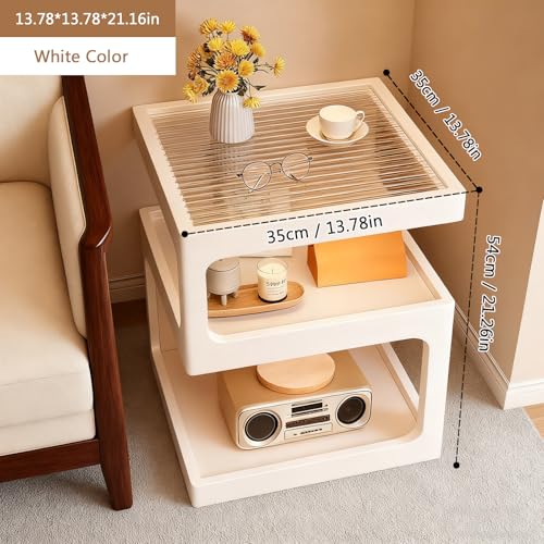3 Tier Nightstand (White Color / 13.78*13.78*21.16in)