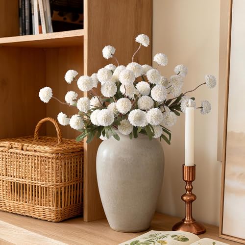 8 Pcs Fake Mums Kiku Flowers Artificial Bulk (8pcs-white)