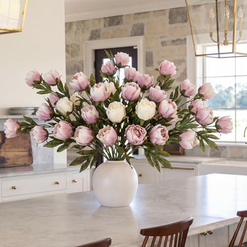 Faux Silk Peony Artificial Flowers Stem for Vase (Mix Color)