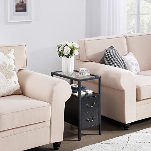 End Tables 24" Height Narrow Nightstands (Classic Black / Set of 2)