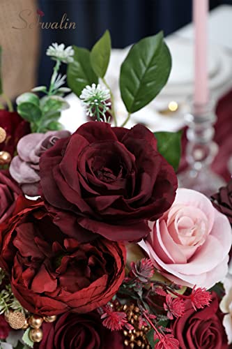Burgundy Artificial Flowers Combo (Burgundy Champagne / 1 Box)
