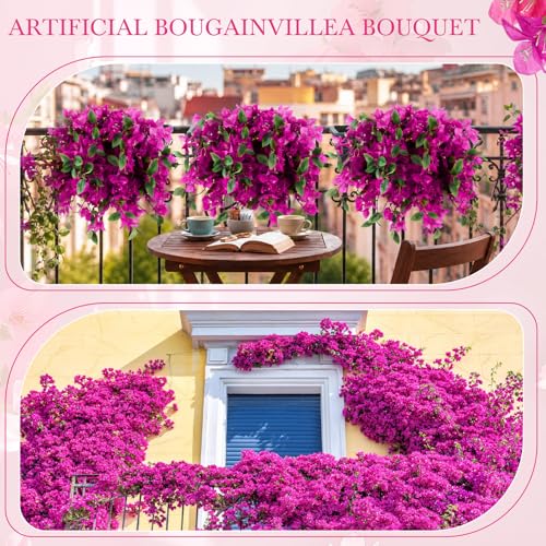 100 Pcs Fake Bougainvillea Bulk Silk Flower UV Resistant (Rose Purple)