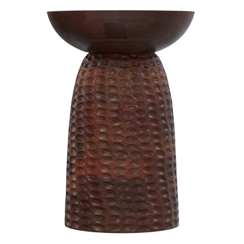 Boyd 16" Wide Solid Wood Round End Table in Warm Dark Brown (Warm Dark Brown / 16 inch)