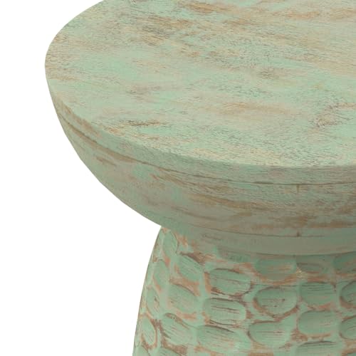 Boyd 13" Wide Solid Wood Round End Table in Green Wash (Green Wash / 13 inch)