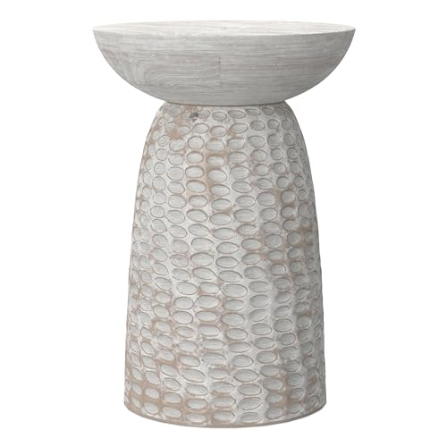 Boyd 16" Wide Solid Wood Round End Table in White Wash (White Wash / 16 inch)
