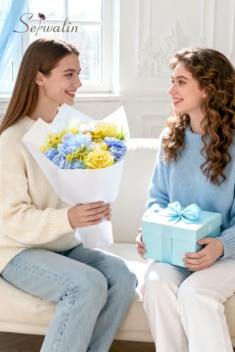 Artificial Blue & Yellow Flowers (Yellow and Light Blue / 1 Box)