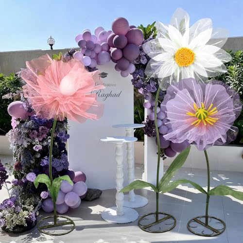 3 Pcs Multicolor Giant Flowers for Decoration with Standing (Multi Color / Classic)