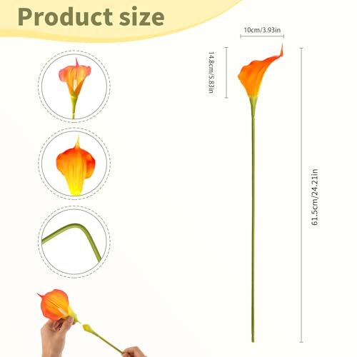 Red Calla Lily Artificial Flowers 22pcs 25" Faux Calla Lillies (Sunset Red)