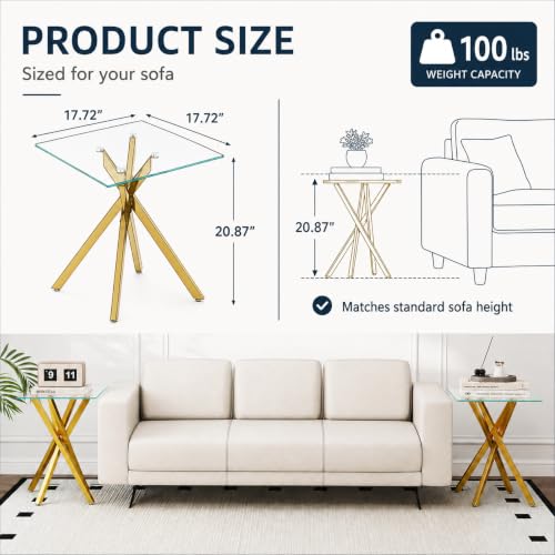 Glass Side Table Set of 2 (Gold)