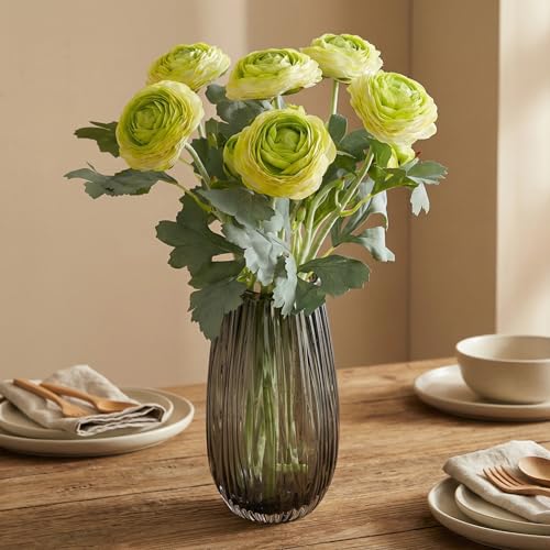 Green Artificial Ranunculus Flowers with Real Touch Stem (Green / 6)