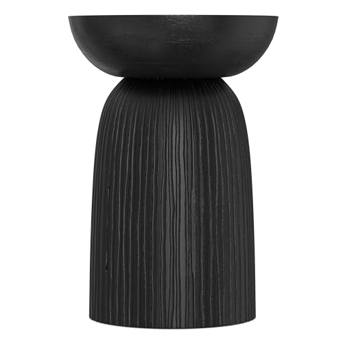 Boyd 13" Wide Solid Wood Round End Table in Black (Black / 13 inch)