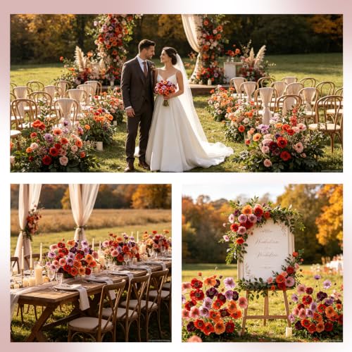Artificial Poppy Flowers (Dusty Orange+blush+light Purple)