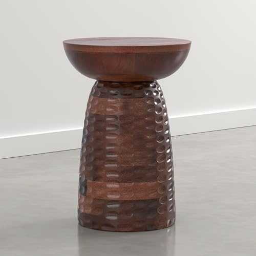 Boyd 13" Wide Mango Wood Round Table in Warm Auburn Brown (Warm Auburn Brown / 13 inch)