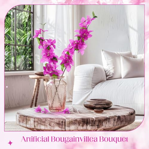 16 Pcs Fake Bougainvillea Bulk Silk Flower UV Resistant (Rose Purple)