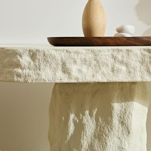 54" Rectangular Fiberglass Console Table with Matte Rocks Design (Beige / 54"(Rectangular))
