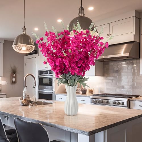 42 Pcs Rose Red Delphinium Artificial Flower Bulk (34.25" / Rose Red)