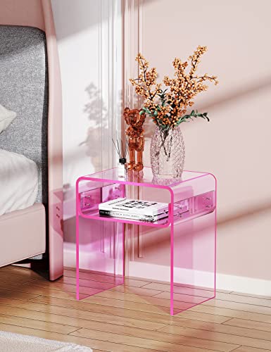 Clear Acrylic End Table 2 (Pink)