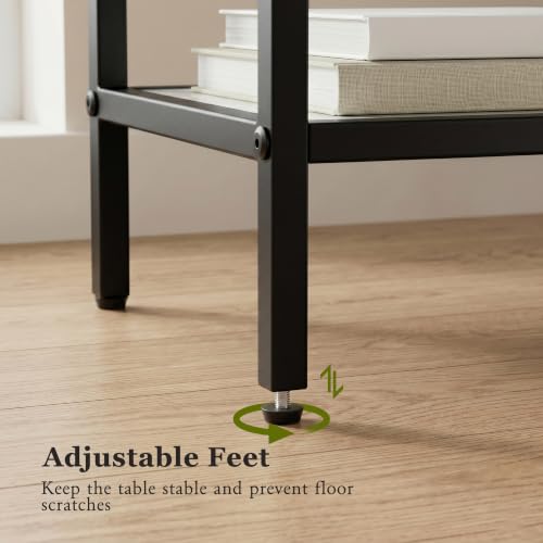 Glass Side Table (Black / 3-Tier (11"D x 15"W x 25.6"H))