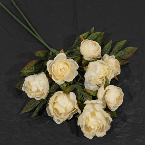 12 PCS 18" Faux Peonies Artificial Flowers Silk Flowers for Vase (Champagne / 12P)