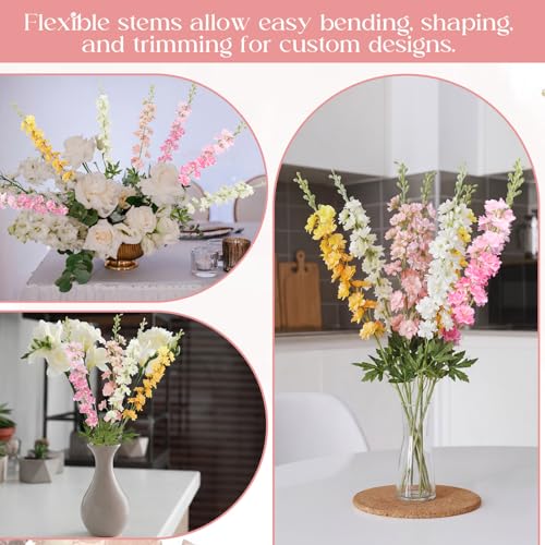 20 Delphinium Artificial Flowers 33.5" Long Stem (Multi Color)