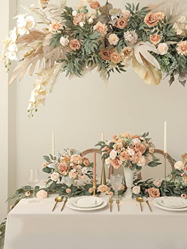 Artificial Flowers Combo Box Set Faux Flowers Bulk Flower Leaf with Stems for DIY Wedding Bouquets Centerpieces Baby Shower Party Home Decorations (Nude Color)