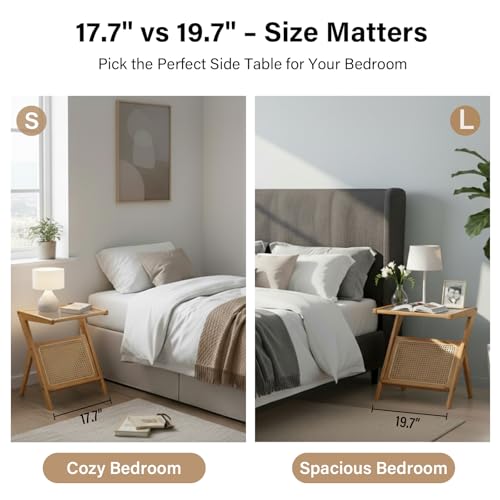 Wood Rattan Nightstand (Rattan-small-wood)