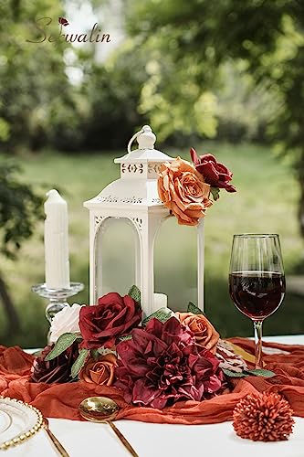 Artificial Fall Flowers (Burgundy Orange / 1 Box)