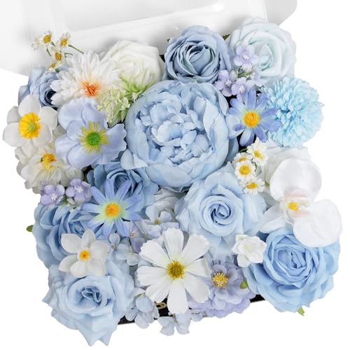 Baby Blue Artificial Flowers Box Combo Wedding Decor (Light Blue)