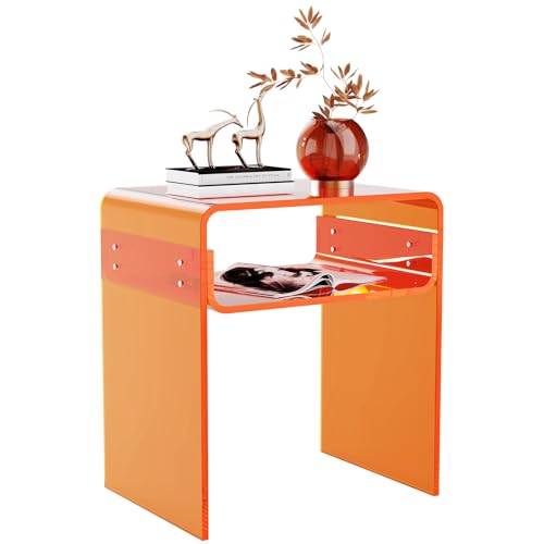 Clear Acrylic End Table 2 (Orange)