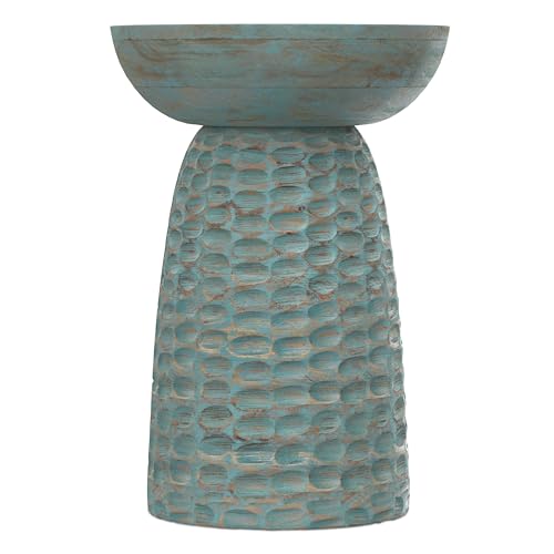 Boyd 13" Wide Solid Wood Round End Table in Teal Wash (Teal Wash / 13 inch)